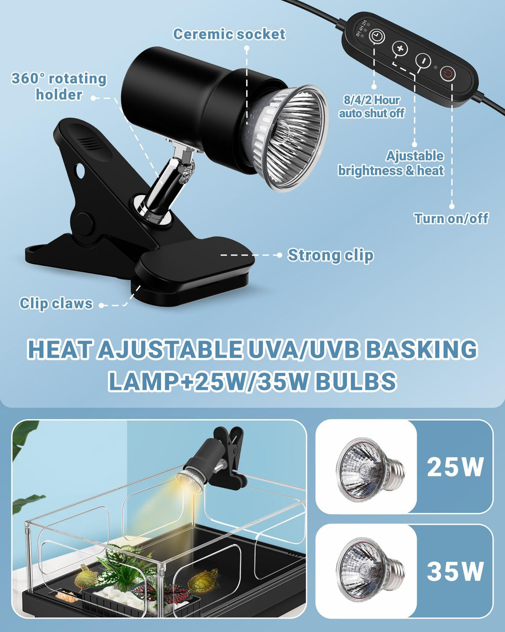 Small Turtle Tank Kit with Adjustable Lamp and Filter E31328