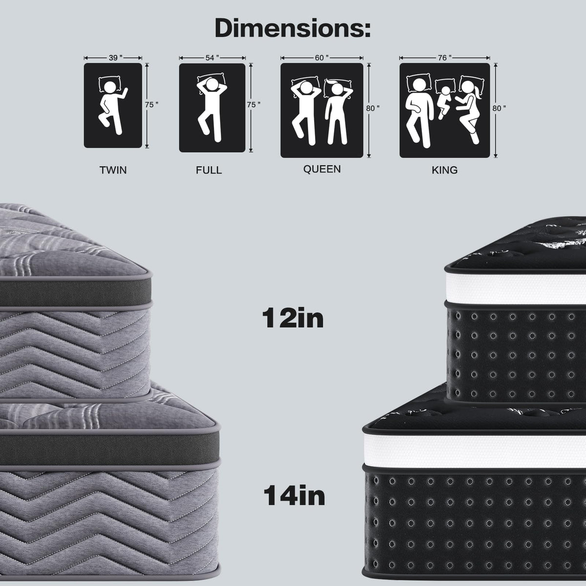 12 Inch Full Hybrid Mattress with Pocket Springs & Cooling Memory Foam C36427