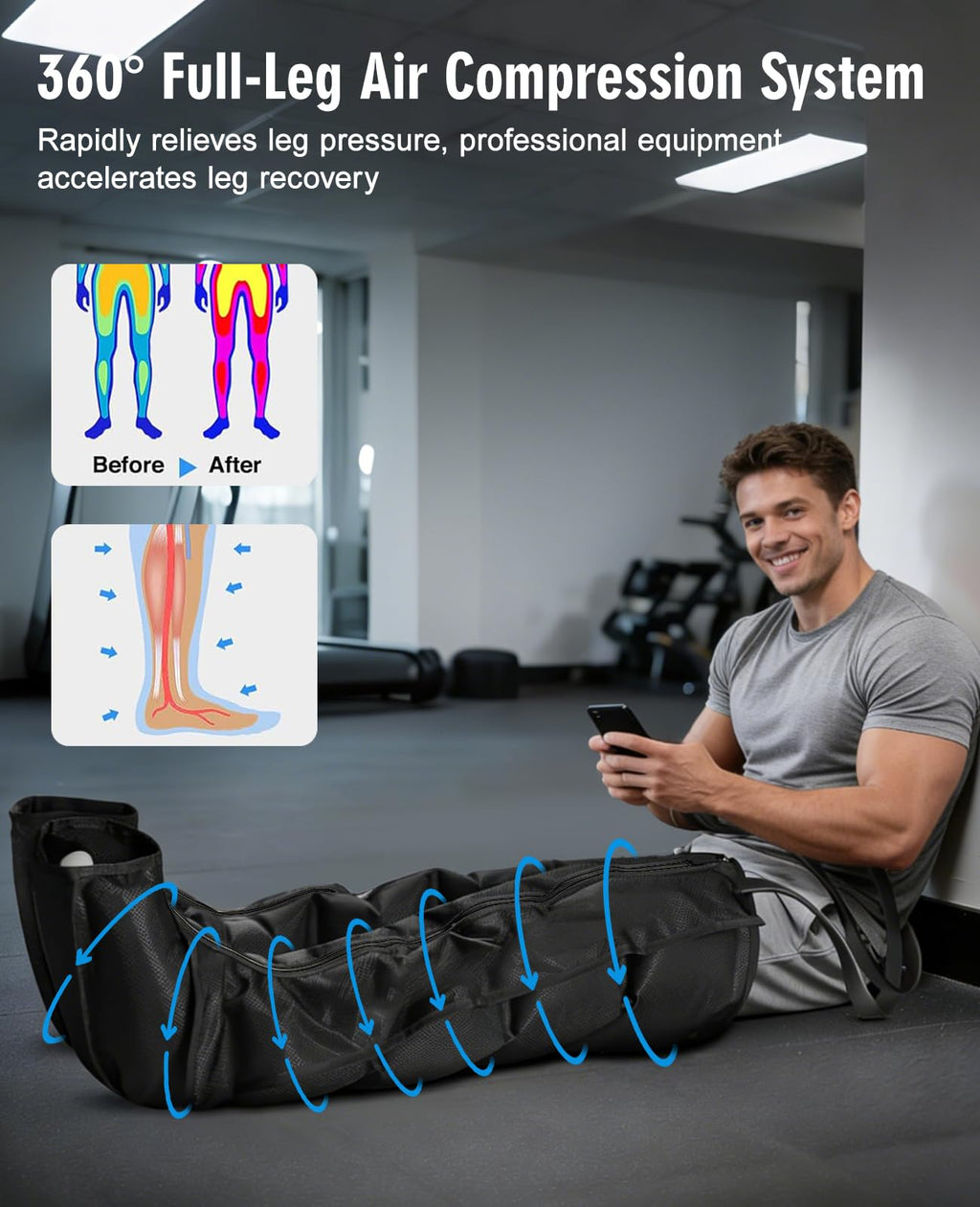 Leg Air Compression Massager with Zipper Boots 6 Modes G887