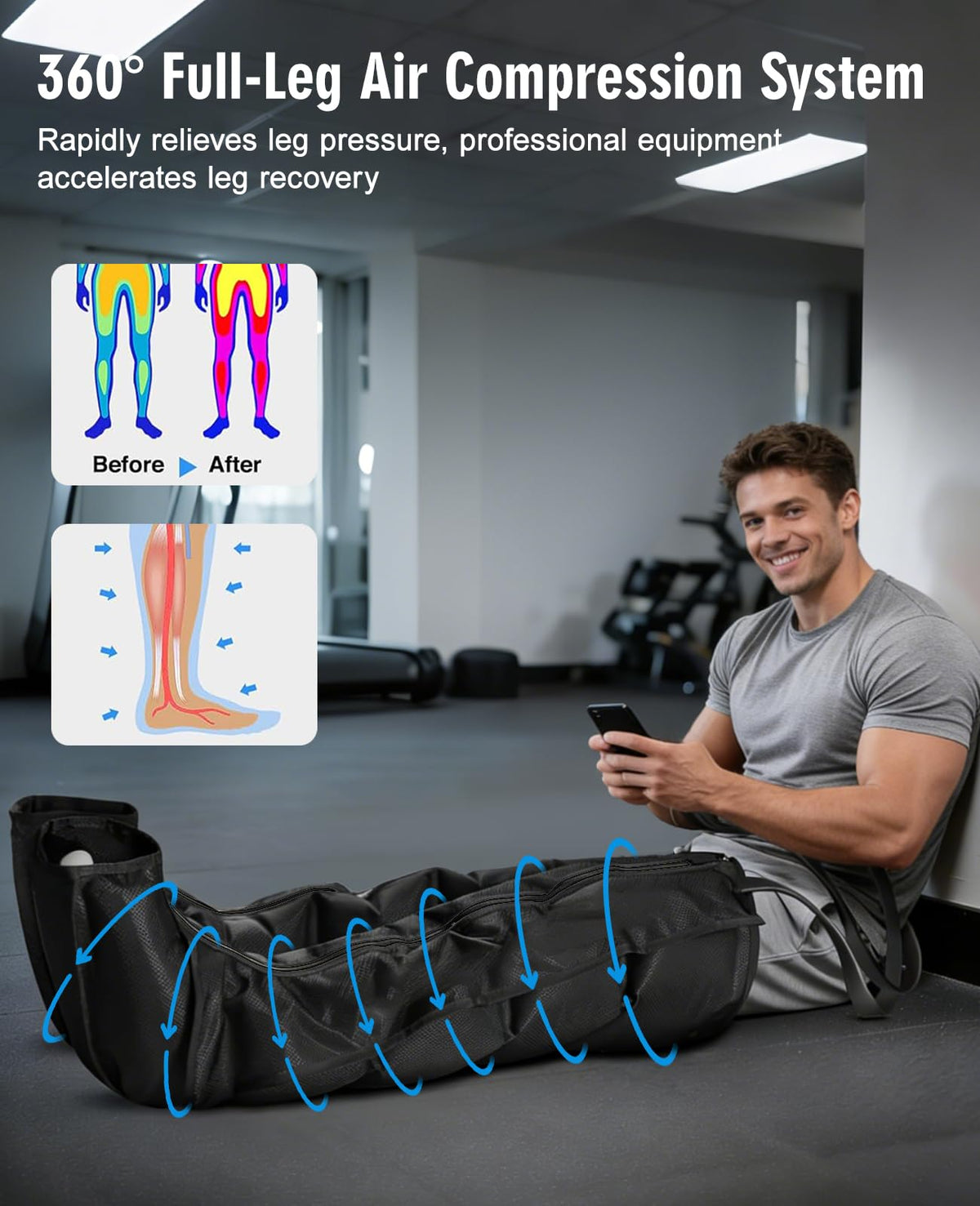Leg Air Compression Massager with Zipper Boots 6 Modes G887