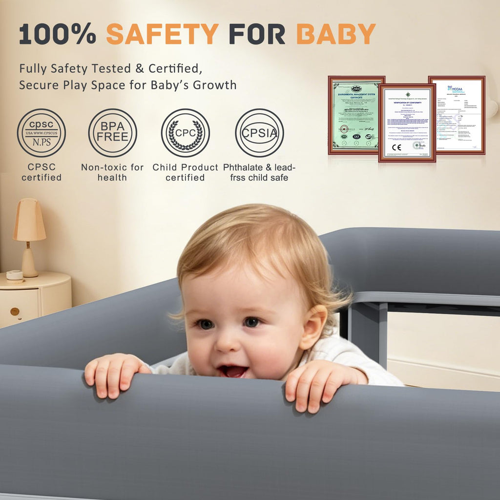 Foldable Baby Playpen with Mat and Ocean Balls I94611