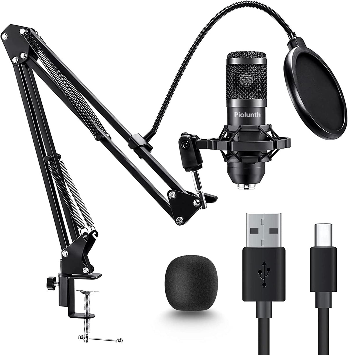 USB Microphone 192kHz/24bit Cardioid Condenser Studio Mic Kit with Boom Arm X978