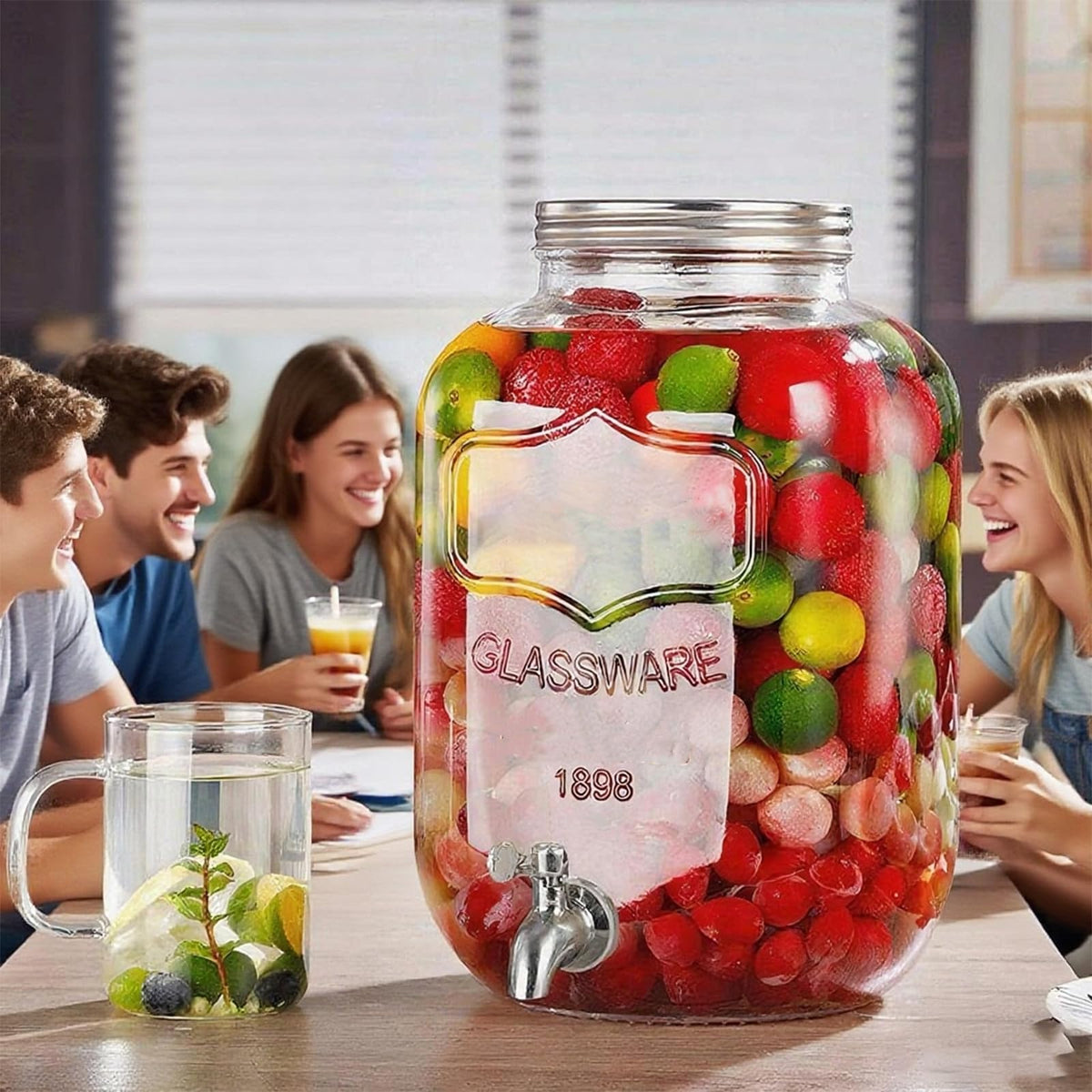 1 Gallon Glass Drink Dispenser with Stand 2 Pack W31007