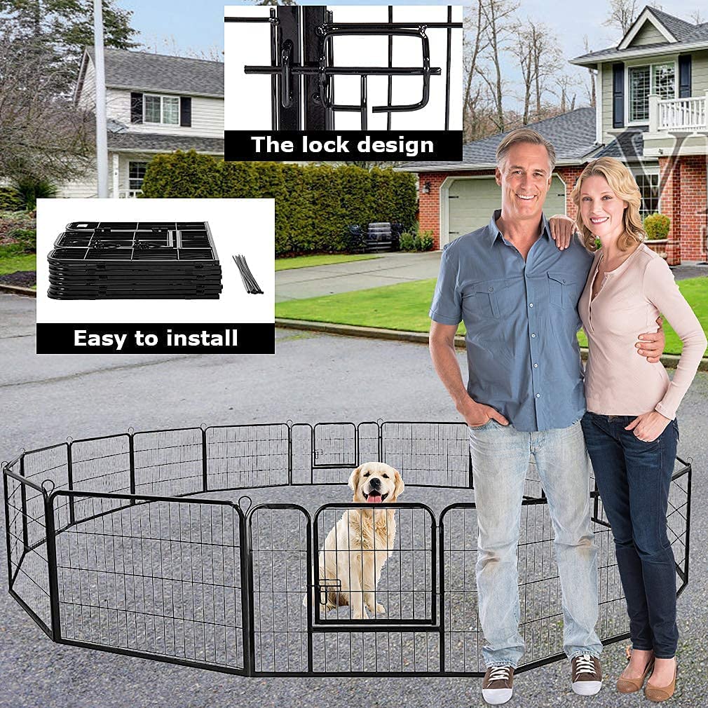 Heavy Duty Metal Fold Dog Playpen with Safety Door, 24 inch S7921