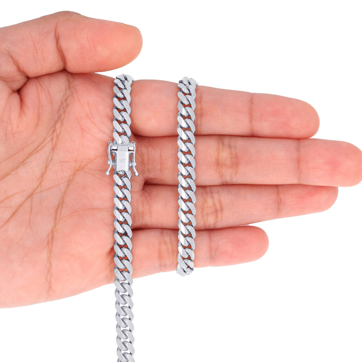 14K White Gold Cuban Link Chain Necklace E1143