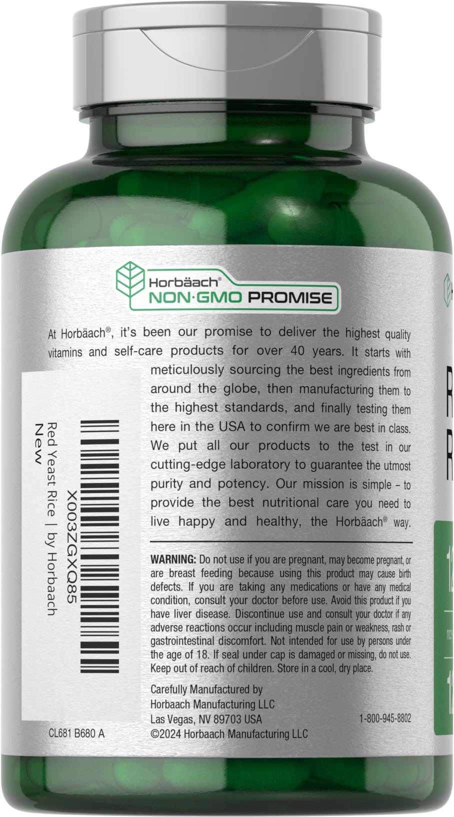 Red Yeast Rice 1200 mg 120 Capsules H94468