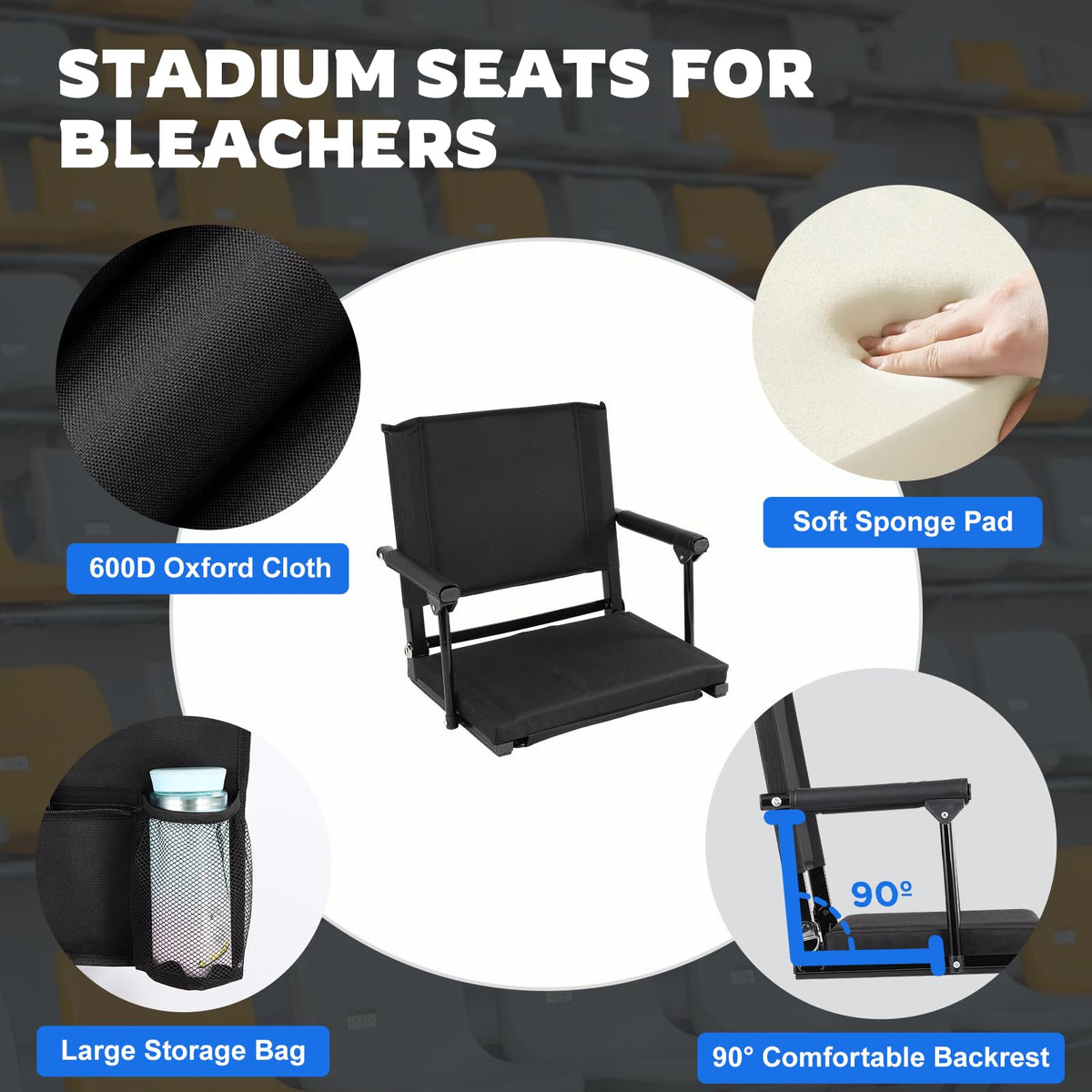 2 PCS Stadium Seats with Back Support C5708