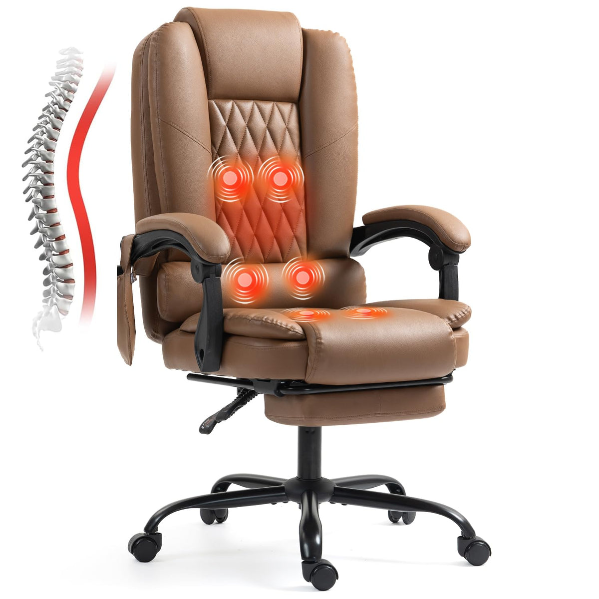 Brown Heated Massage Office Chair with Lumbar Support D678