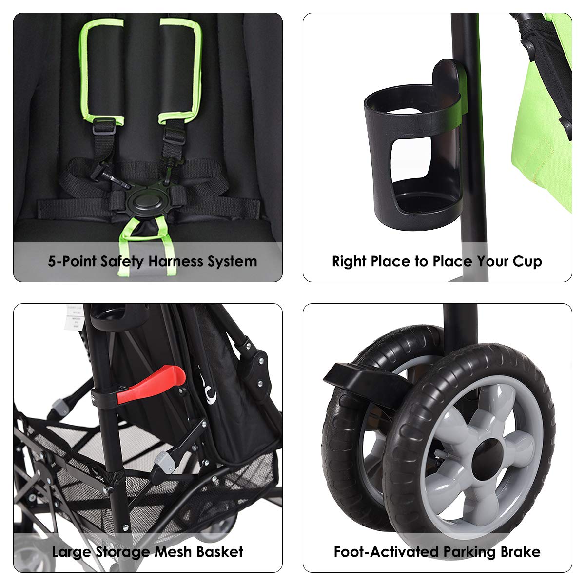 Lightweight Compact Travel Stroller Green E180459
