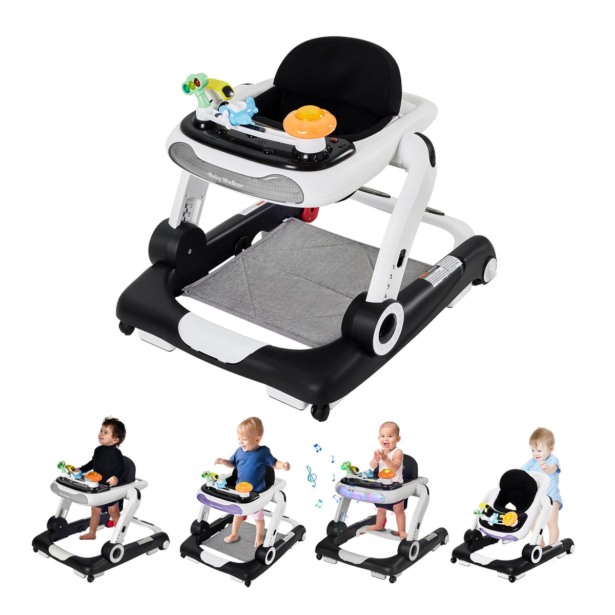 Foldable Adjustable Baby Walker with Wheels and Bouncer M91684
