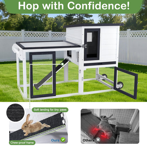 2-Story Rabbit Hutch with Pull-Out Tray & Wheels L67681