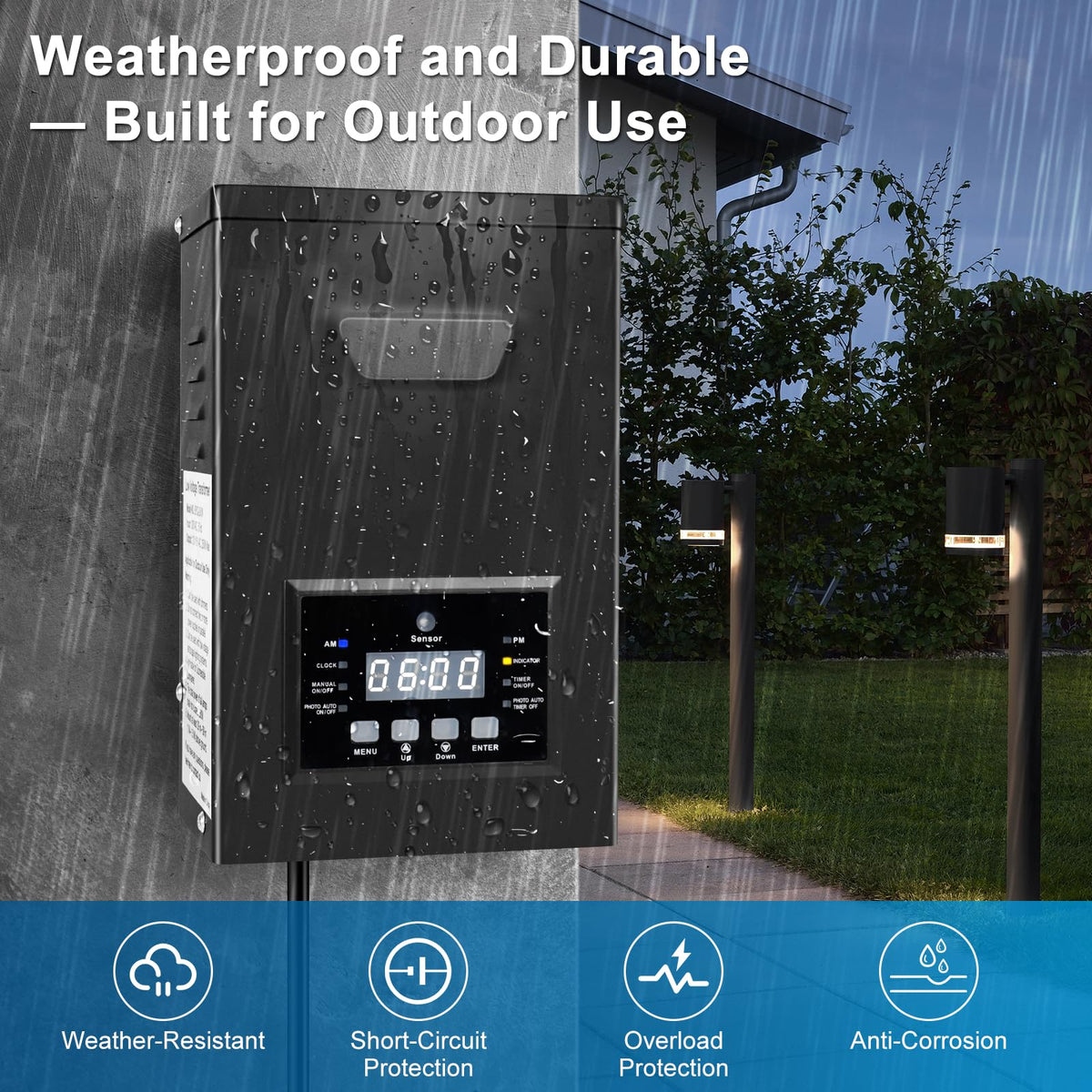 200W Low Voltage Landscape Transformer with Photocell Sensor & Timer S468127