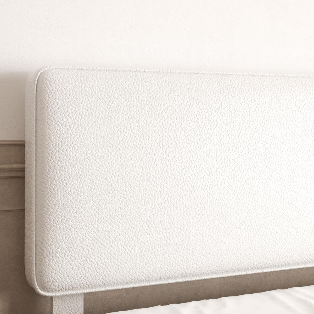 White Upholstered Bed Frame with Adjustable Headboard V828652