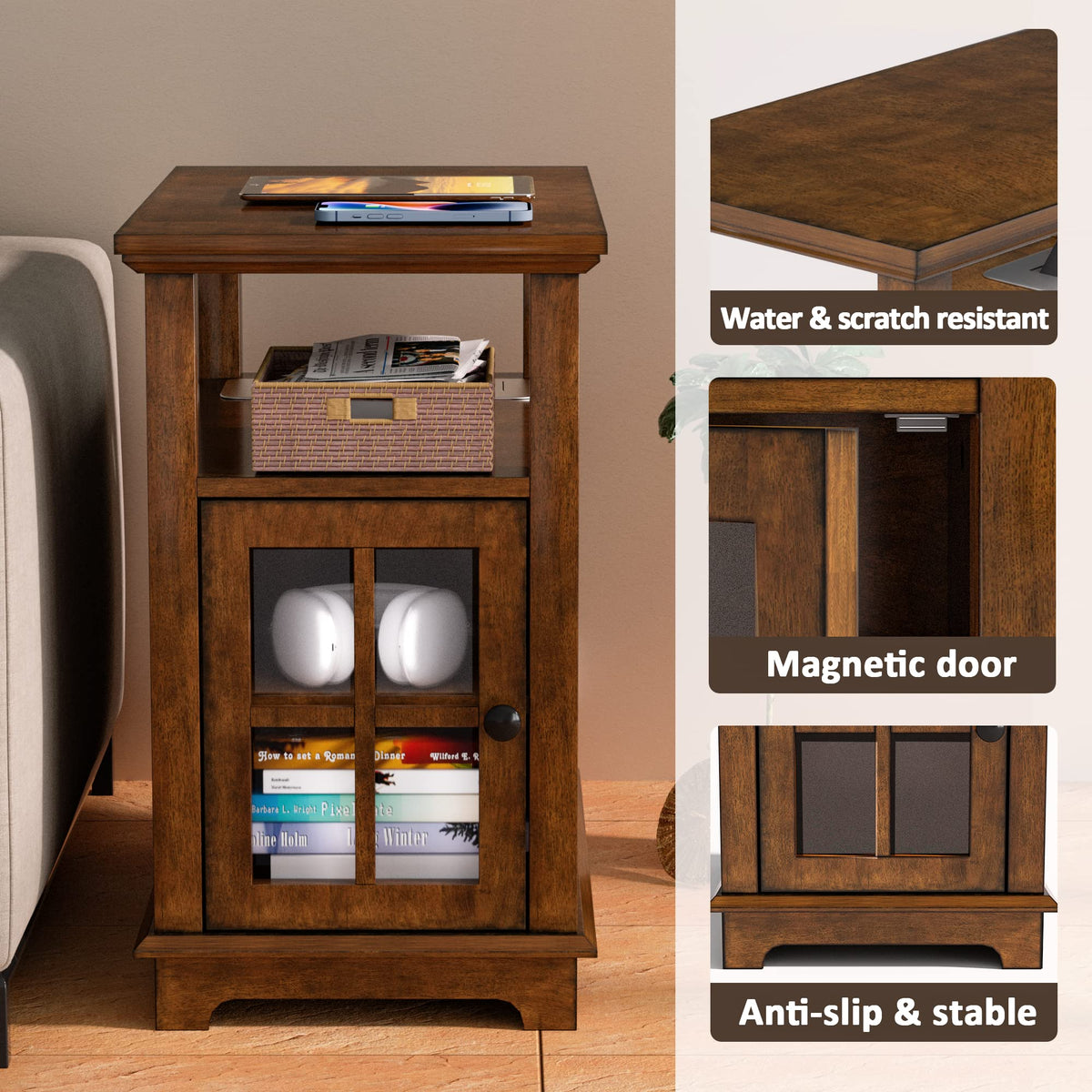 End Table with Charging Station and Storage K743