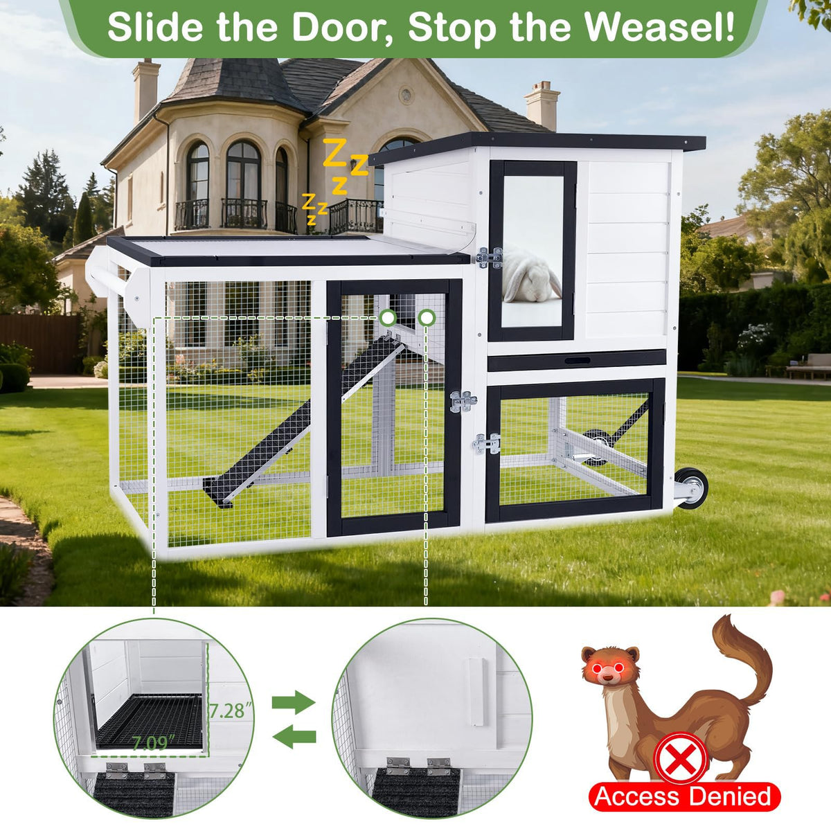 2-Story Rabbit Hutch with Pull-Out Tray & Wheels L67681