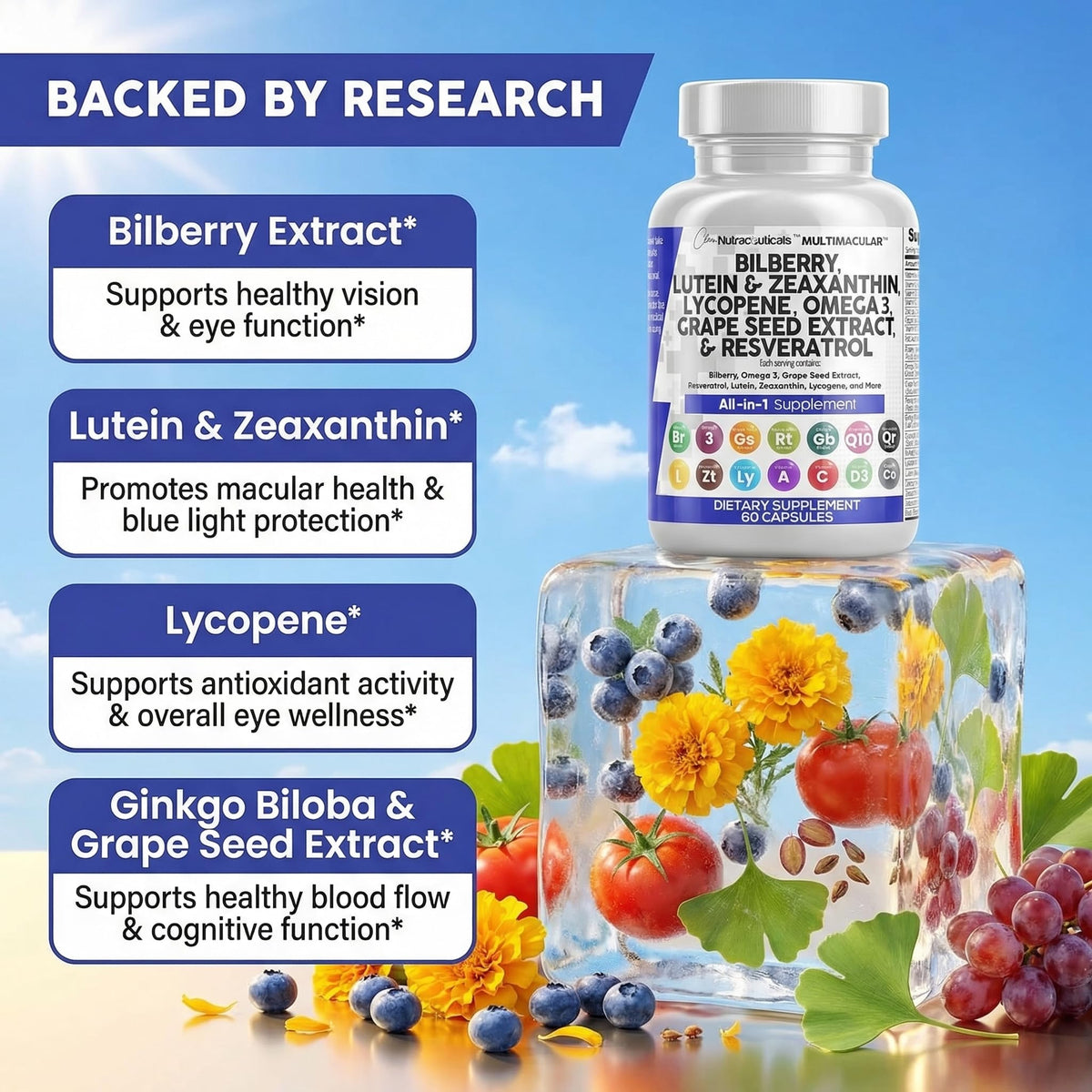Eye Vitamins with Bilberry Lutein Zeaxanthin Supplement Y15309