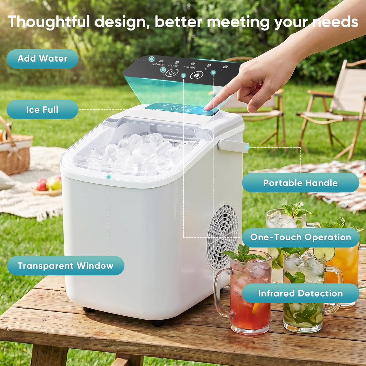 Countertop Ice Maker with Portable Handle X5651