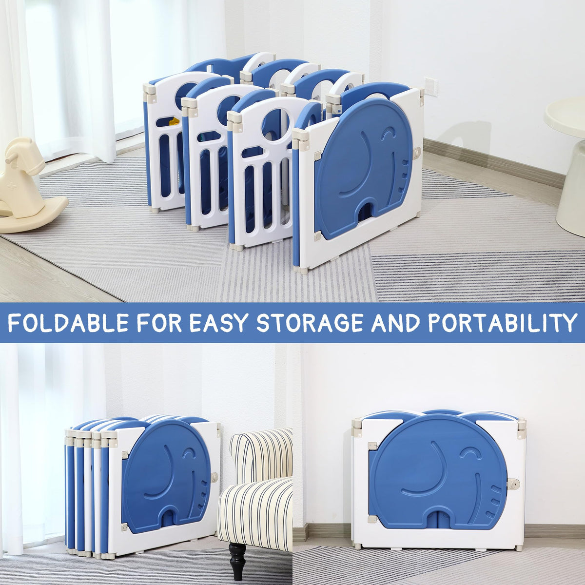 18-Panel Foldable Baby Playpen E736755