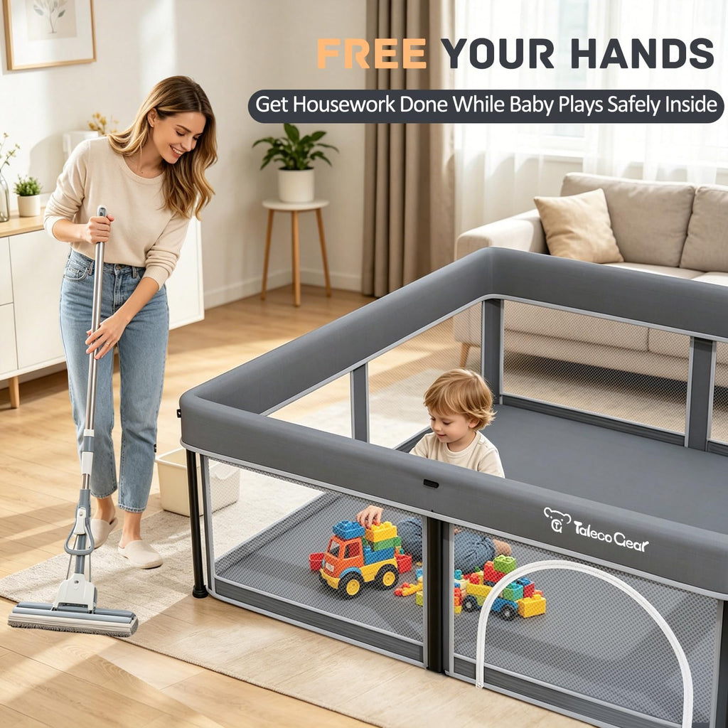 Foldable Baby Playpen with Mat and Ocean Balls I94611