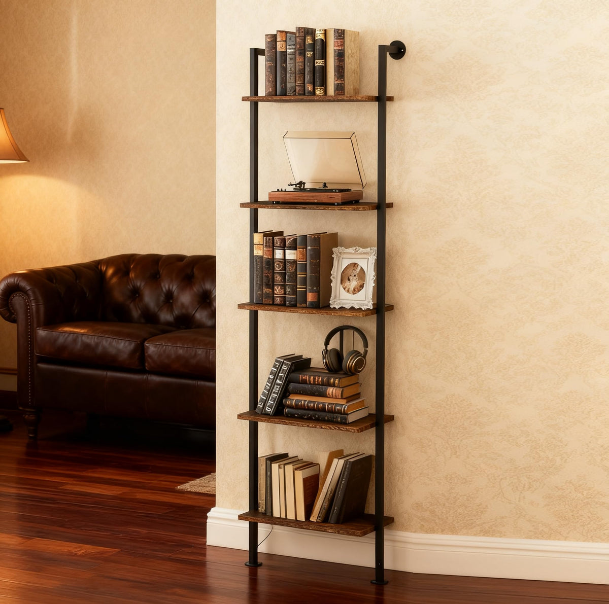 5-Tier Solid Wood Ladder Bookshelf S861