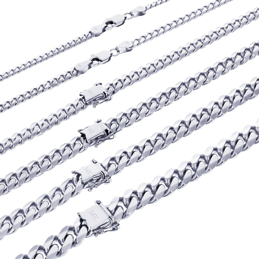 14K White Gold Cuban Link Chain Necklace E1143