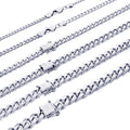 14K White Gold Cuban Link Chain Necklace E1143