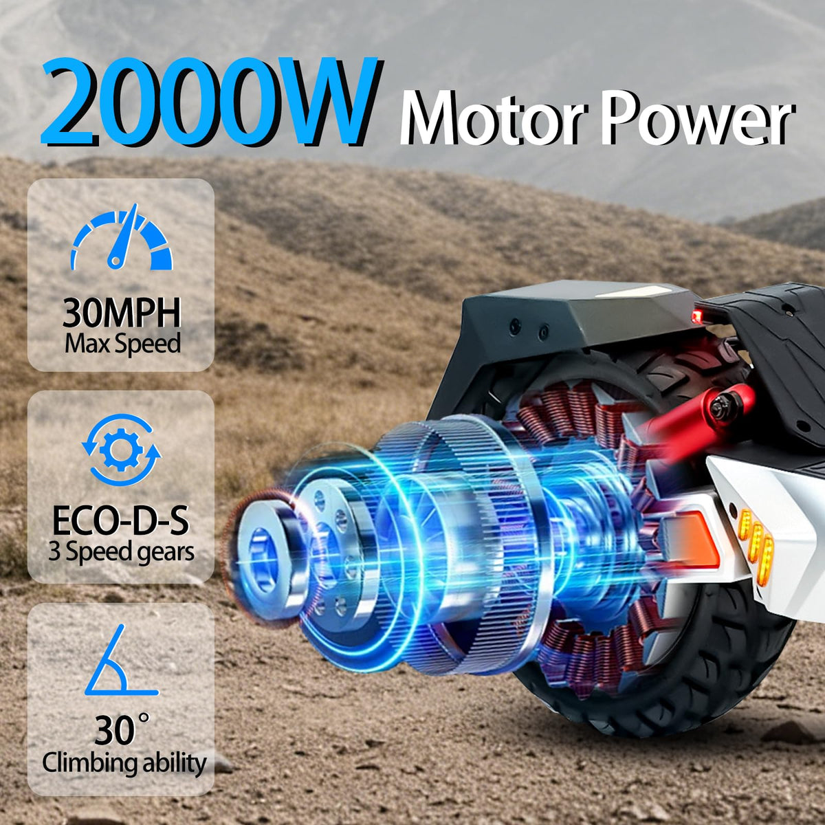 Electric Scooter 1600/4000/6000W Motor 50 Miles Range 10" Off Road Tire Folding E-Scooter with Detachable Seat Y6527