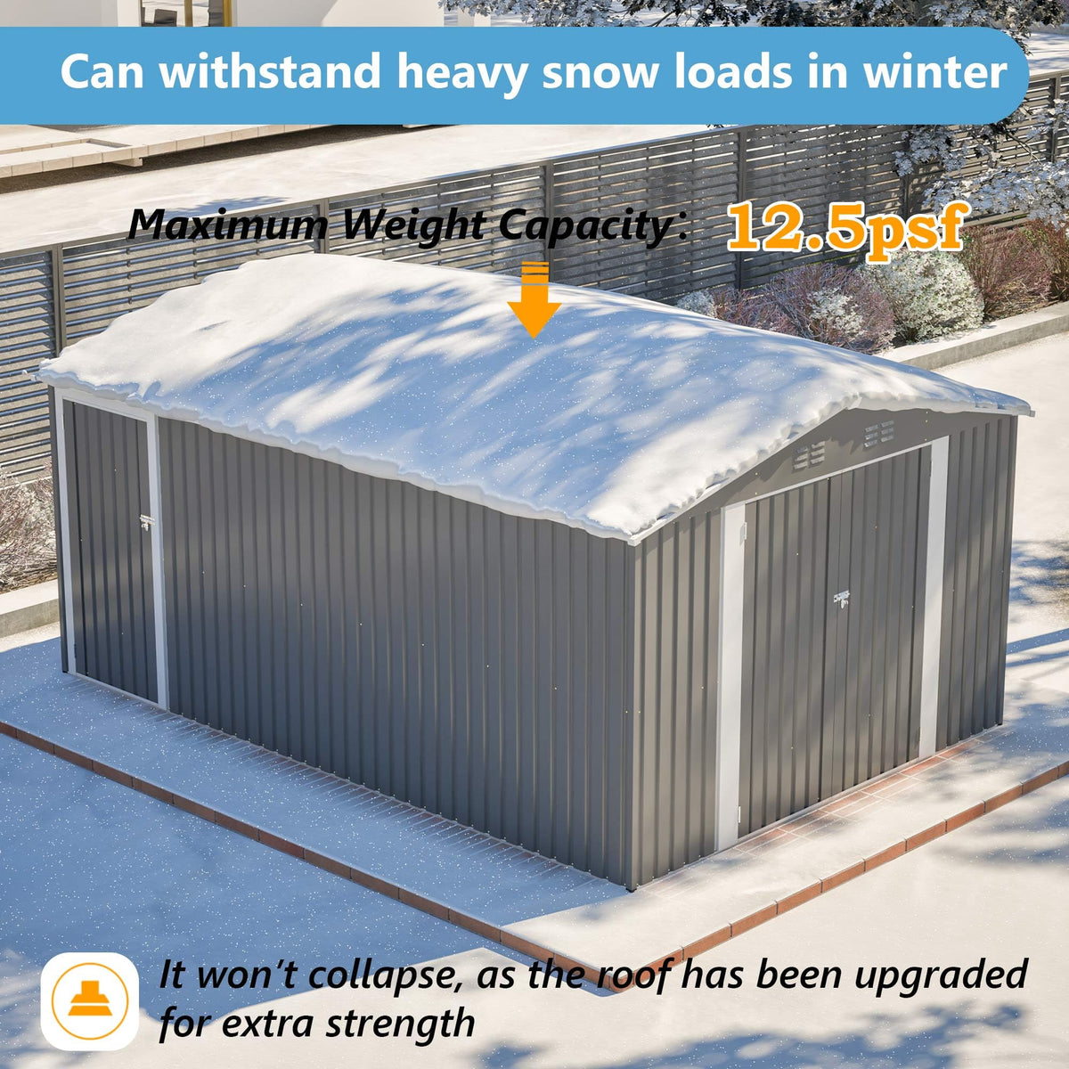 10x14 FT Light Gray Metal Storage Shed A256126