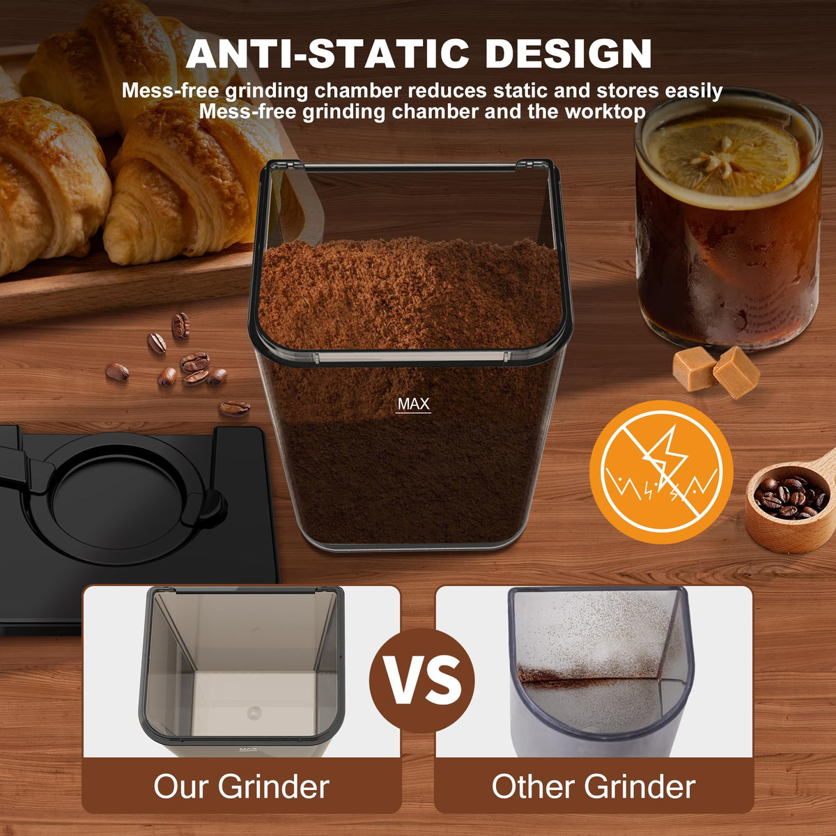 Black Electric Conical Burr Coffee Grinder P13407