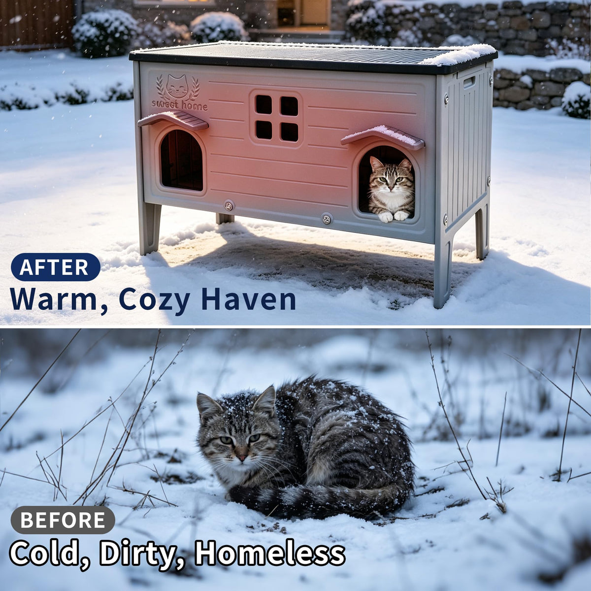 Waterproof Outdoor Cat House E637