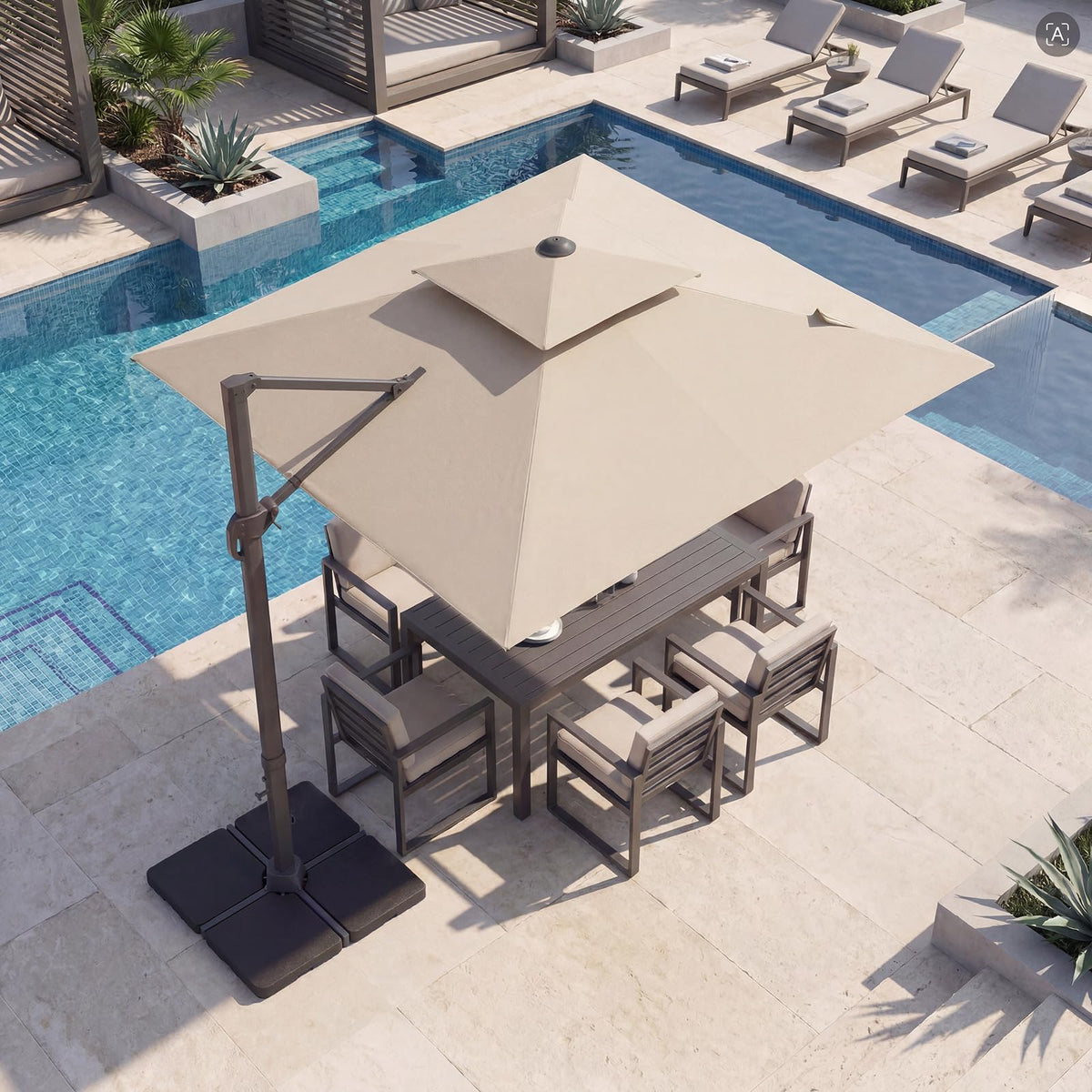 10 FT Square Offset Cantilever Patio Umbrella with 360° Rotation R79802