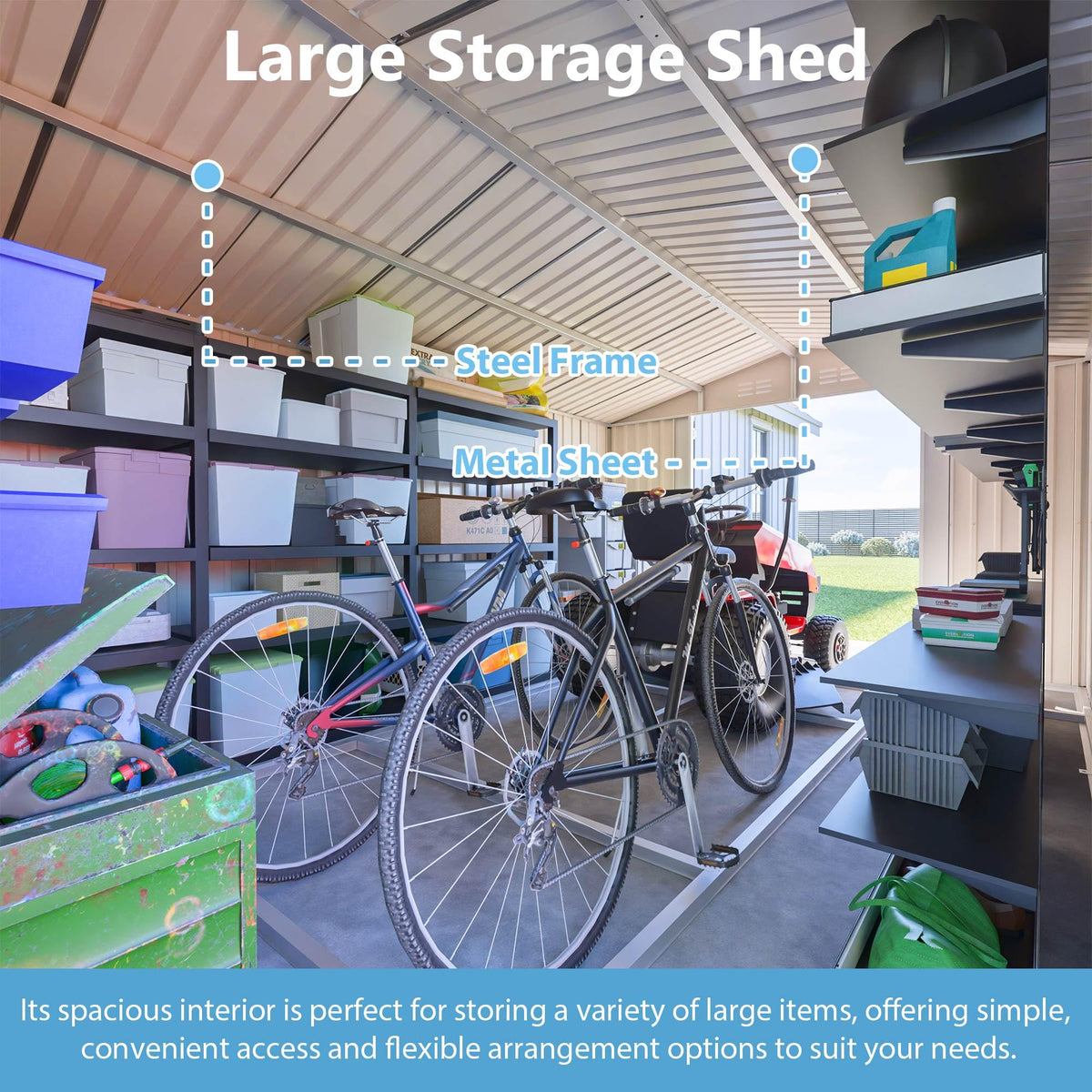 10x14 FT Light Gray Metal Storage Shed A256126