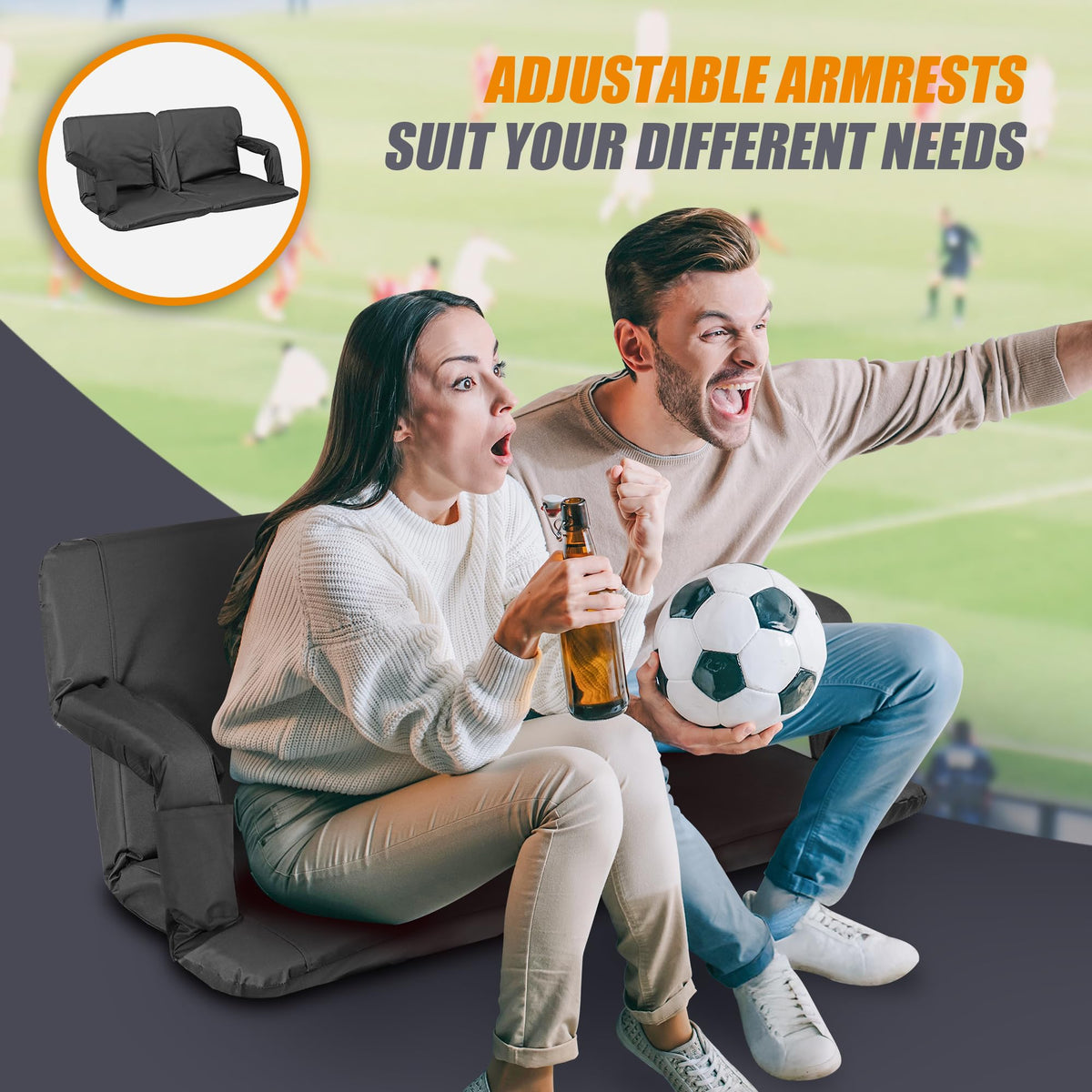 20.5"/25" Wide Padded Stadium Seat with Back Support P7831