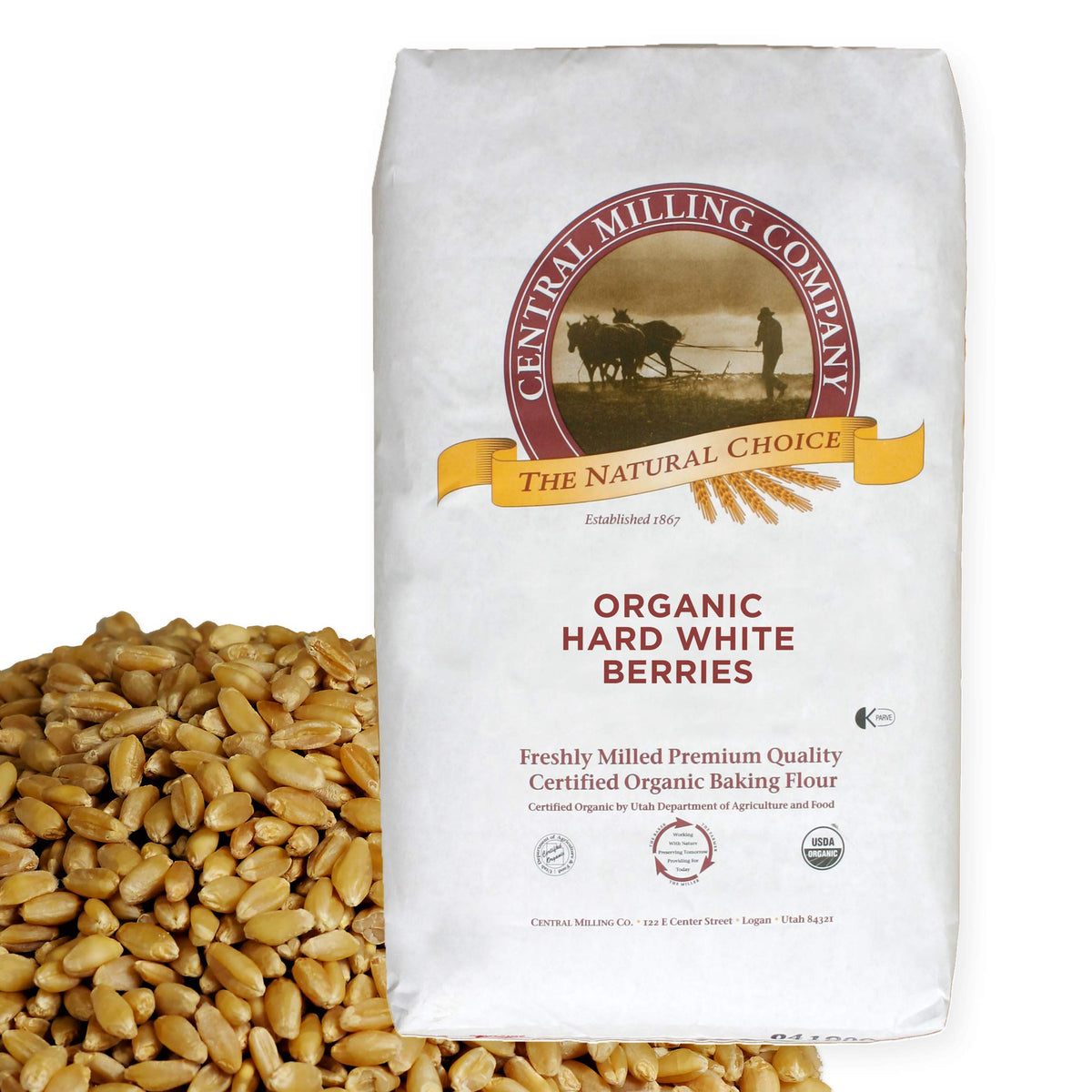 Organic Hard White Wheat Berries 25 lbs U7663