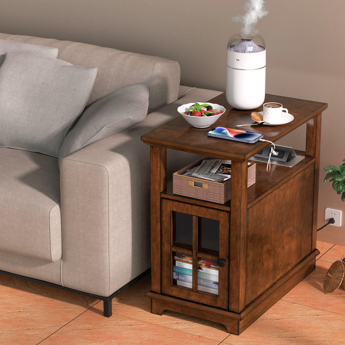 End Table with Charging Station and Storage K743
