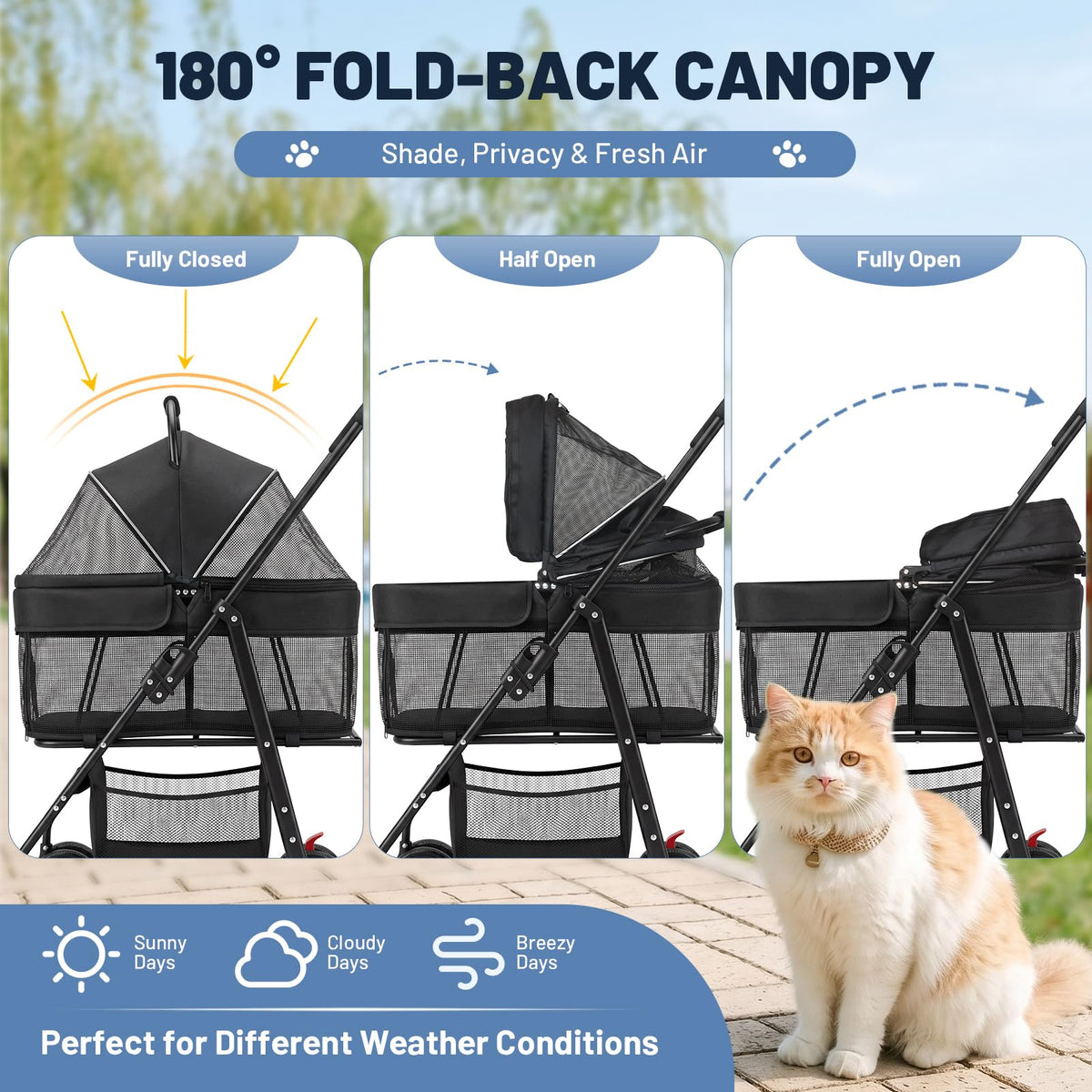 Foldable Pet Stroller with Detachable Carrier G81830