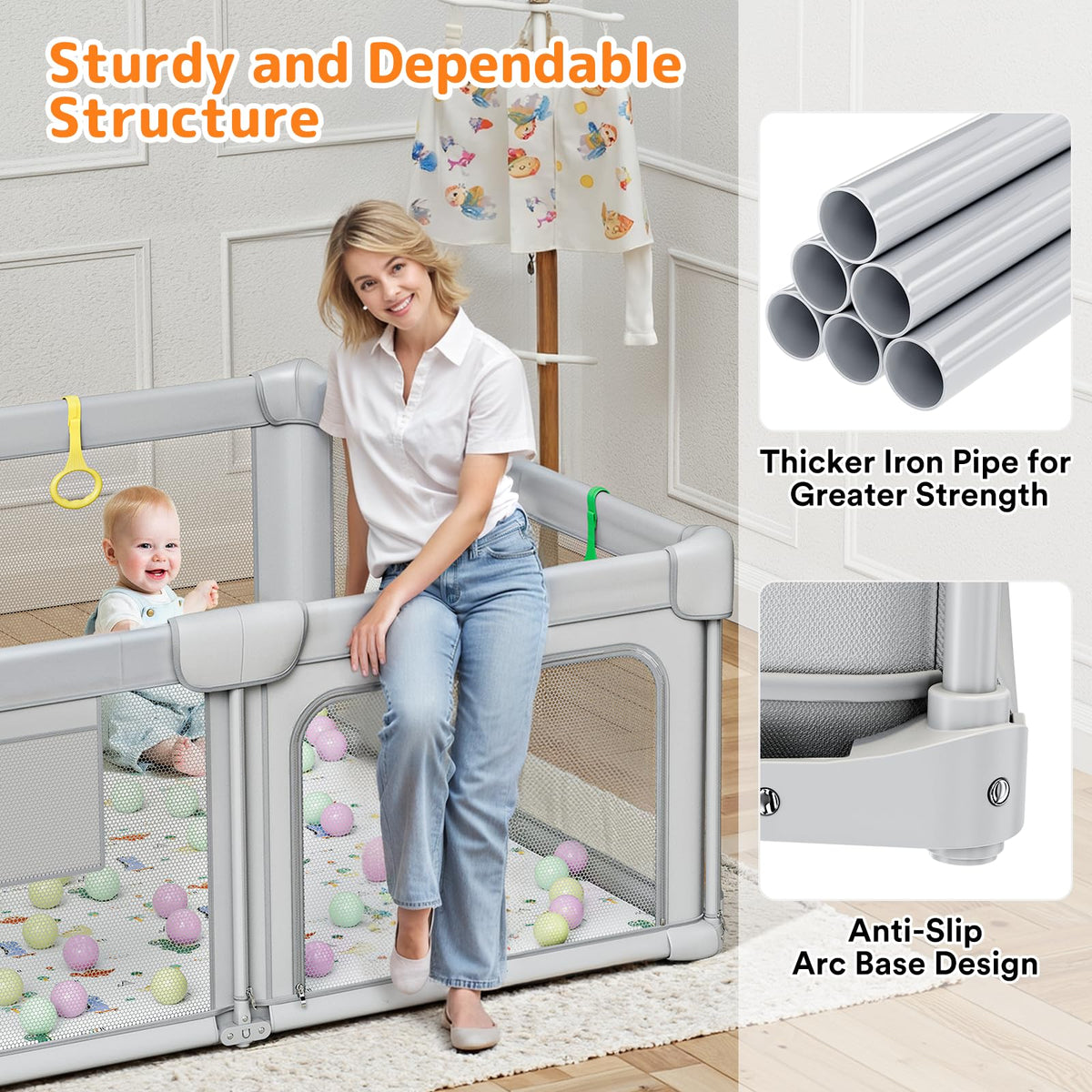 Foldable Baby Playpen with Mat R95366