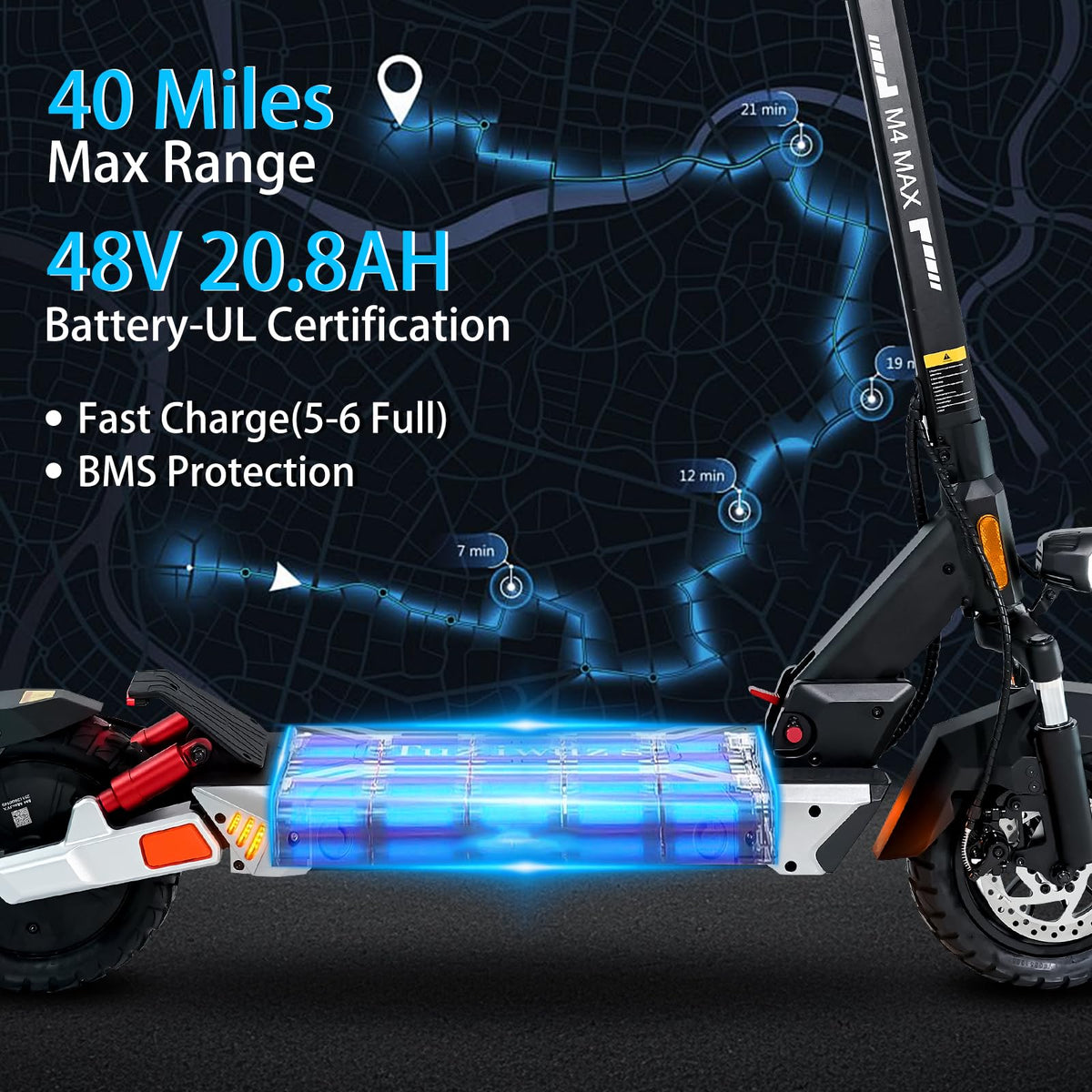 Electric Scooter 1600/4000/6000W Motor 50 Miles Range 10" Off Road Tire Folding E-Scooter with Detachable Seat Y6527