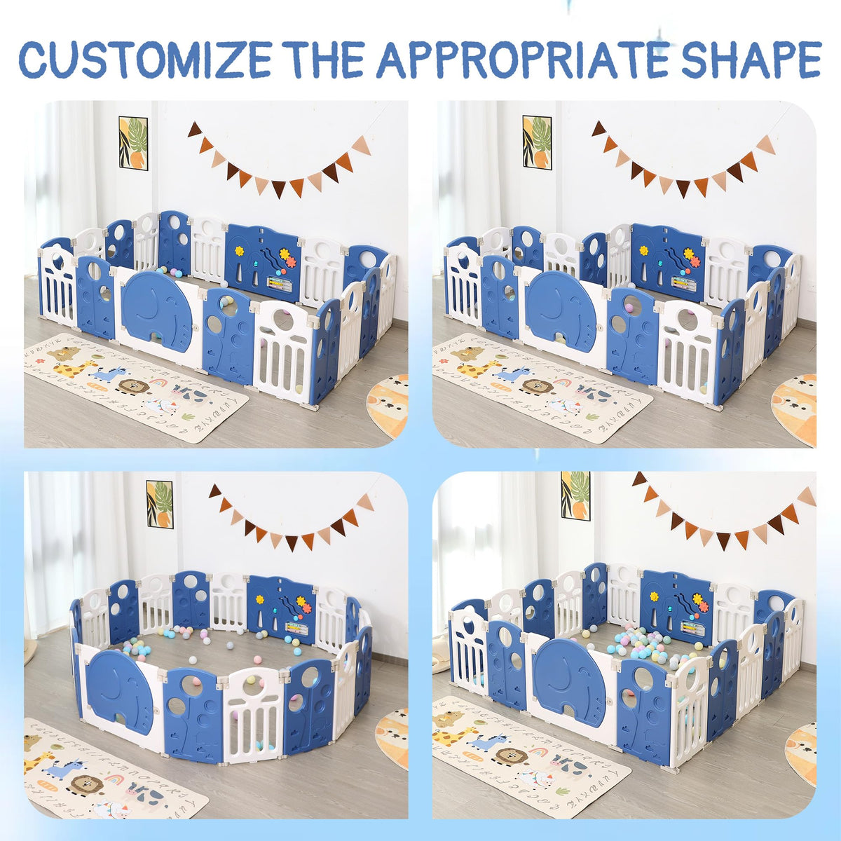 18-Panel Foldable Baby Playpen E736755