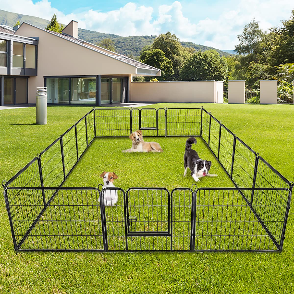 Heavy Duty Metal Fold Dog Playpen with Safety Door, 24 inch S7921