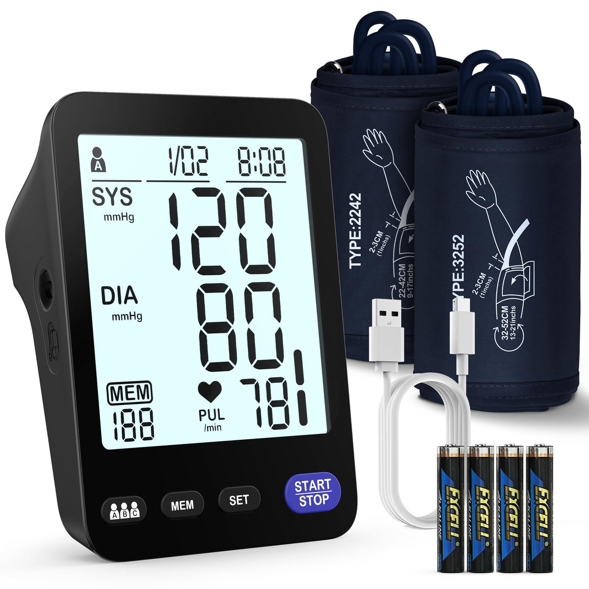 Blood Pressure Machine with 2 Size Cuffs V300