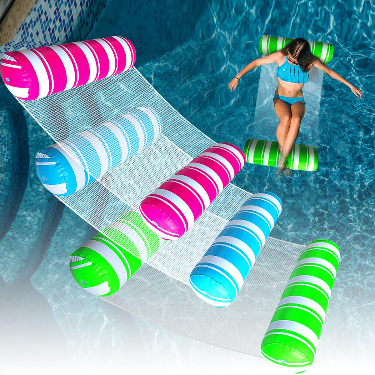 3 Pack Inflatable Pool Floats Adult Size Water Hammock X428480