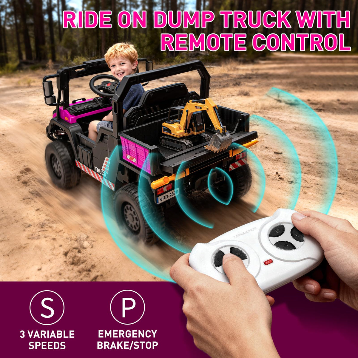 24V Kids Ride On Dump Truck Car with Electric Dump Bed and Remote Control E254