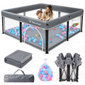 Foldable Baby Playpen with Mat and Ocean Balls I94611