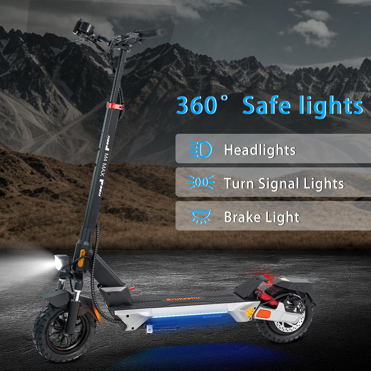 Electric Scooter 1600/4000/6000W Motor 50 Miles Range 10" Off Road Tire Folding E-Scooter with Detachable Seat Y6527