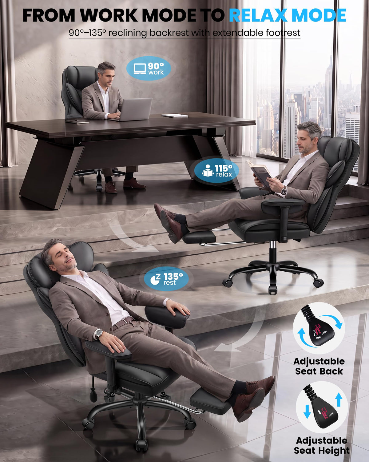 Office Chair with Adjustable Lumbar Support W388077