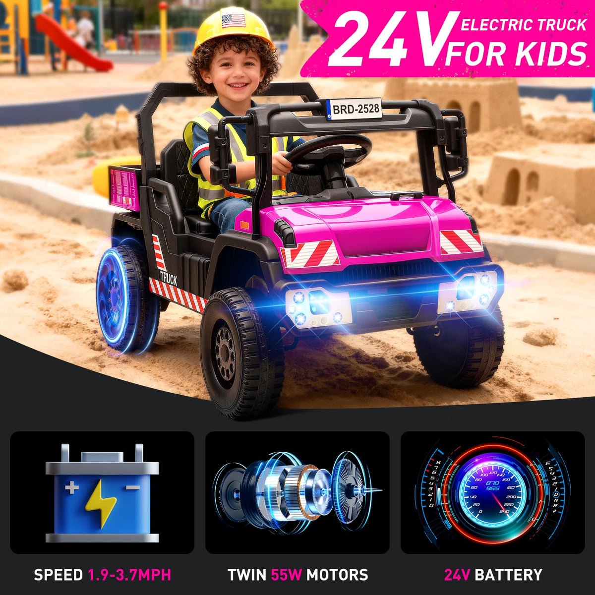 24V Kids Ride On Dump Truck Car with Electric Dump Bed and Remote Control E254