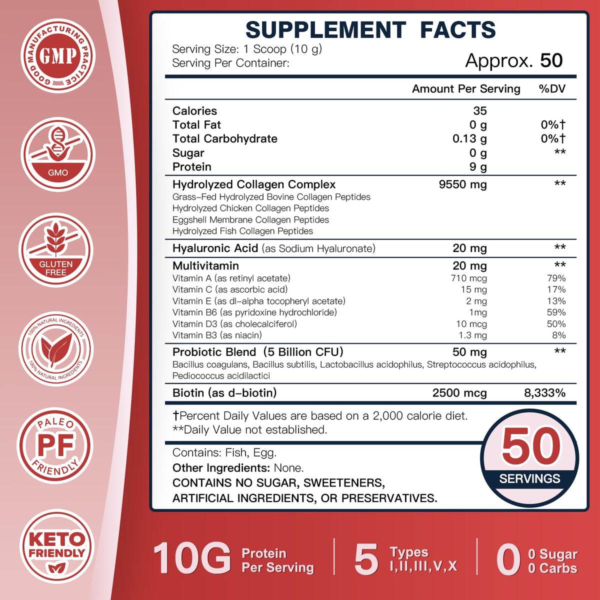 Multi Collagen Peptide Powder with Probiotics D6570