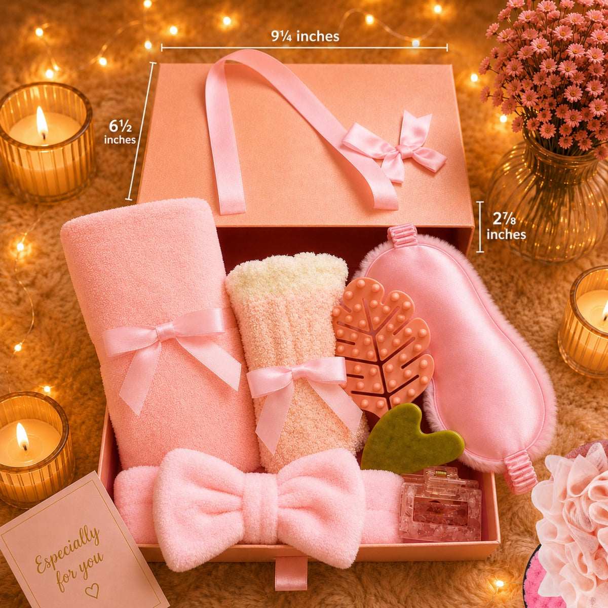 11pc Pink Spa Gift Set with Gua Sha and Sleep Mask X31521