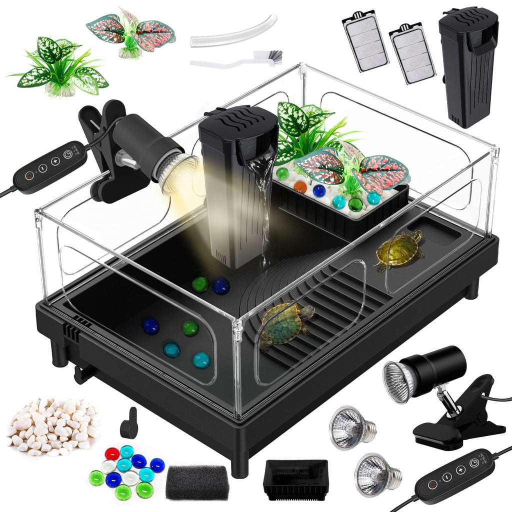 Small Turtle Tank Kit with Adjustable Lamp and Filter E31328